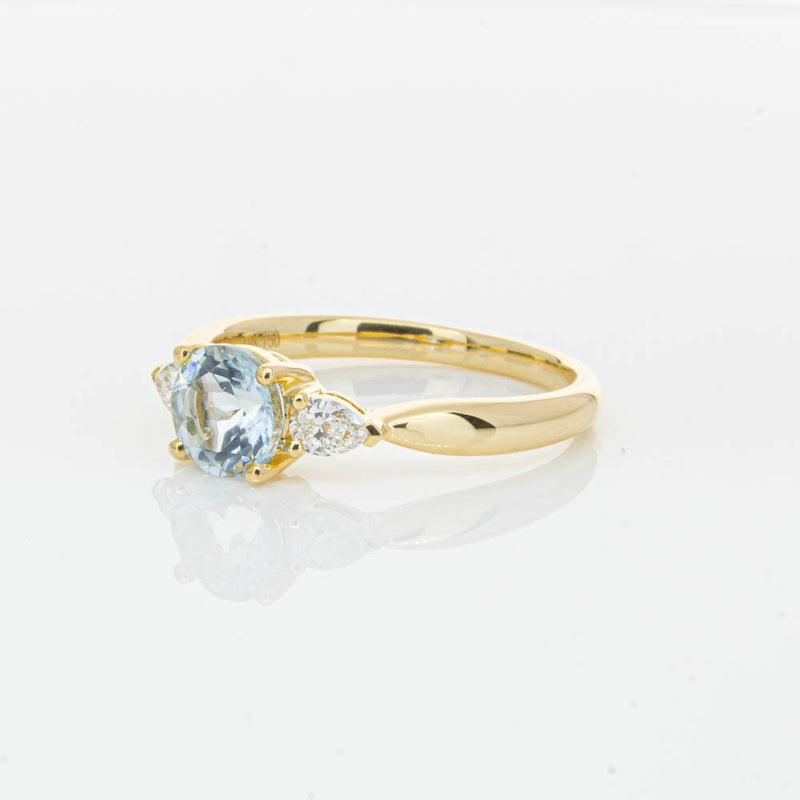 18ct Yellow Gold Aquamarine & Diamond Ayla Ring-Ring-Walker & Hall