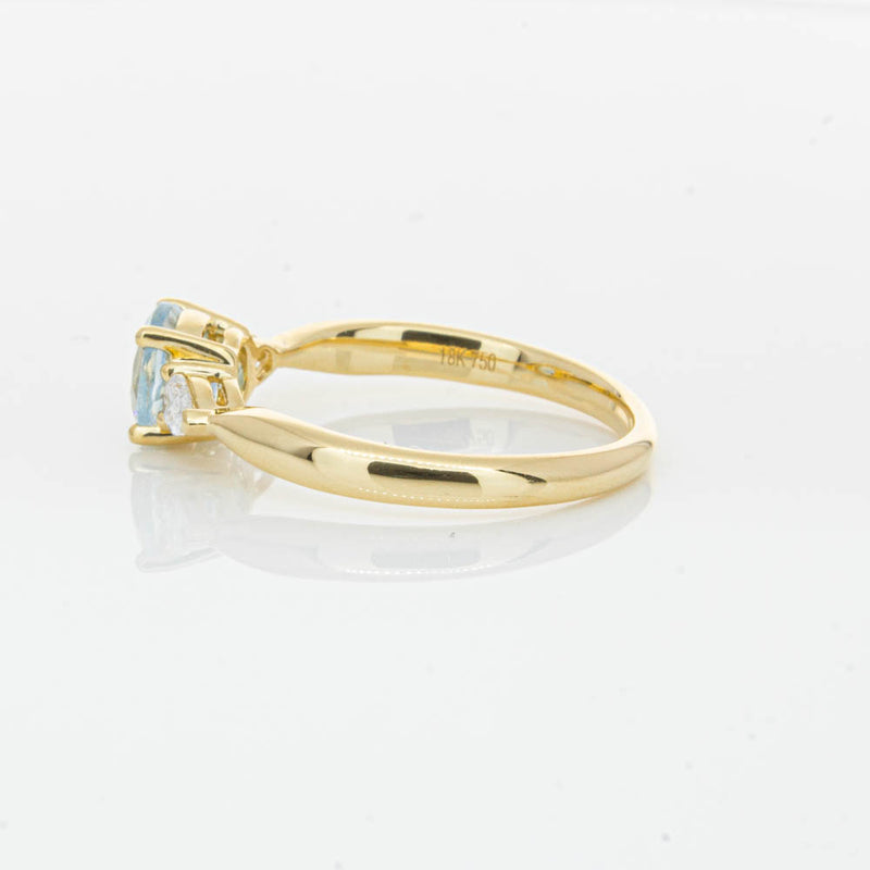 18ct Yellow Gold Aquamarine & Diamond Ayla Ring-Ring-Walker & Hall