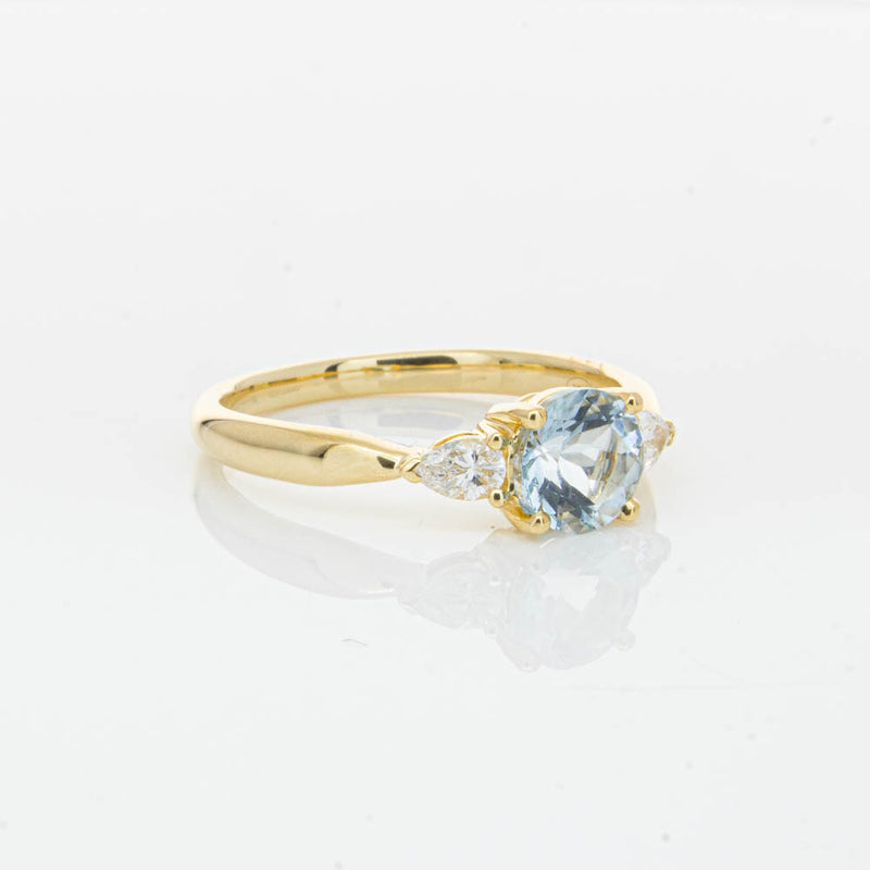 18ct Yellow Gold Aquamarine & Diamond Ayla Ring-Ring-Walker & Hall