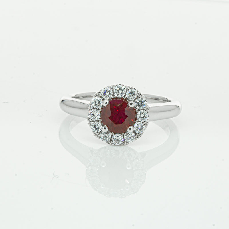 18ct White Gold 1.03ct Ruby & Diamond Eclipse Ring-Ring-Walker & Hall