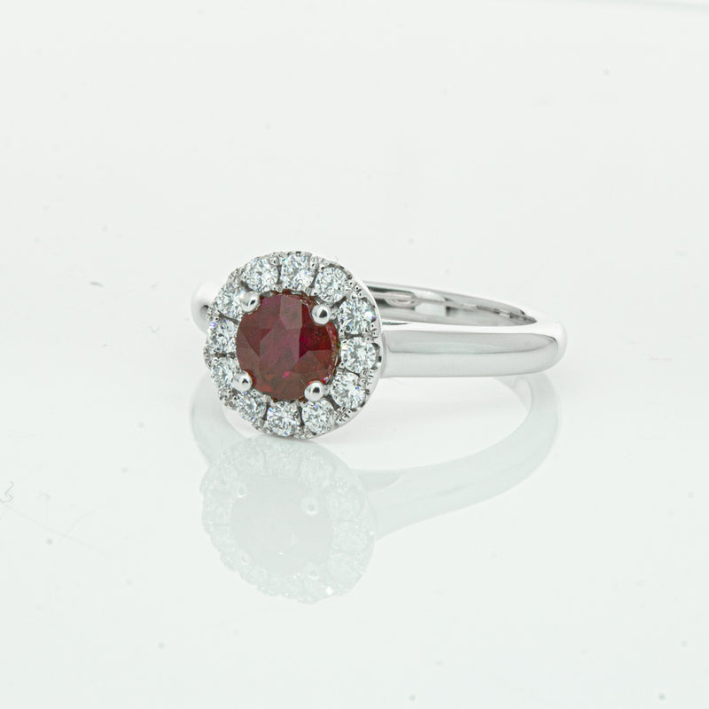 18ct White Gold 1.03ct Ruby & Diamond Eclipse Ring-Ring-Walker & Hall