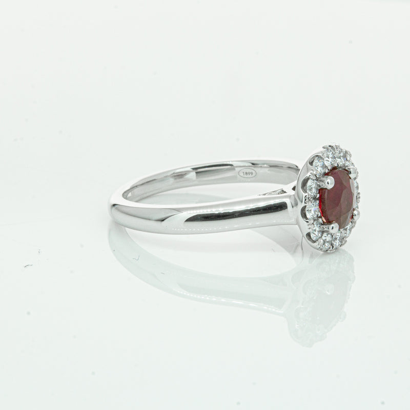 18ct White Gold 1.03ct Ruby & Diamond Eclipse Ring-Ring-Walker & Hall