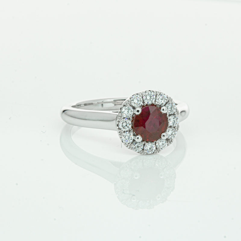 18ct White Gold 1.03ct Ruby & Diamond Eclipse Ring-Ring-Walker & Hall