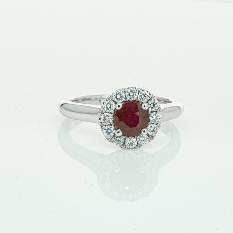 18ct White Gold 1.03ct Ruby & Diamond Eclipse Ring-Ring-Walker & Hall