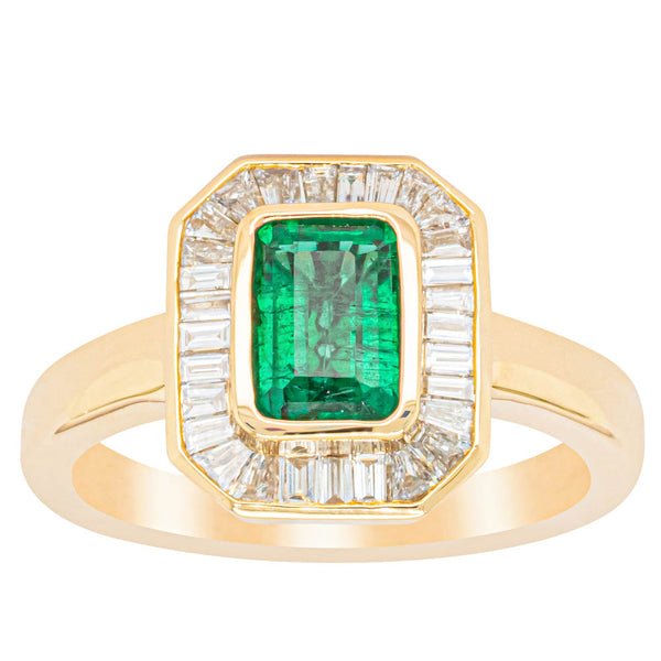 18ct Yellow Gold 1.04ct Emerald & Diamond Ring - Ring - Walker & Hall