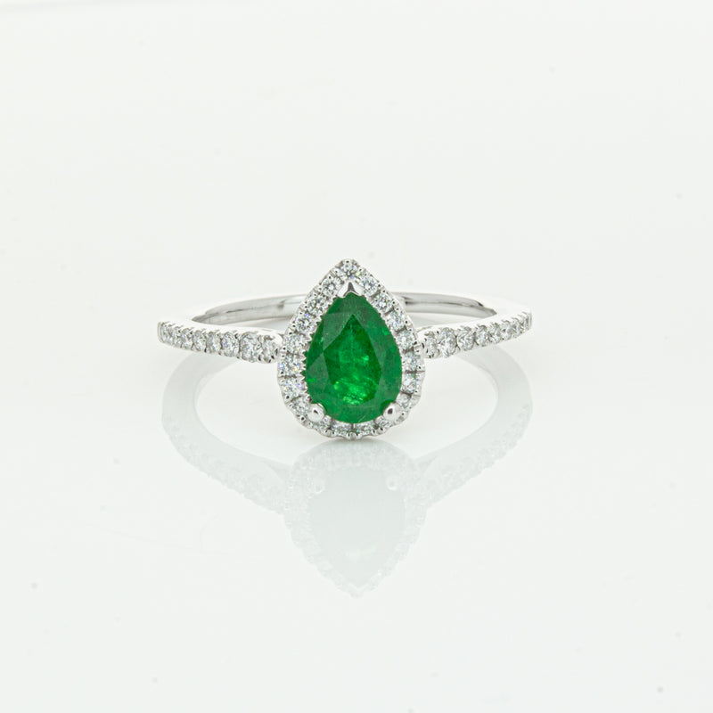 18ct White Gold .64ct Emerald & Diamond Mini Sierra Ring-Ring-Walker & Hall