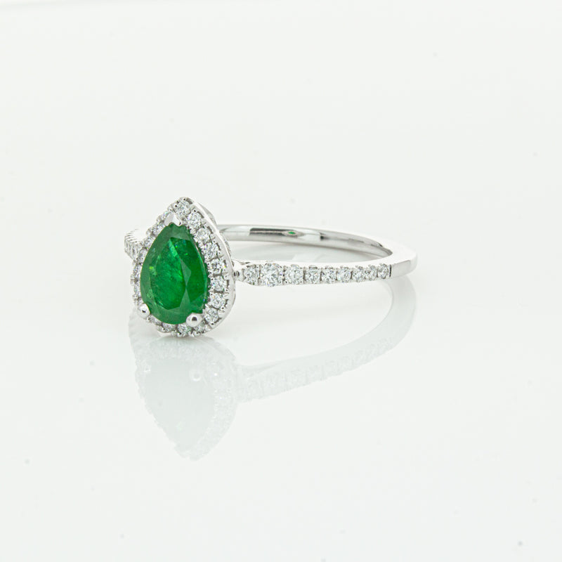 18ct White Gold .64ct Emerald & Diamond Mini Sierra Ring-Ring-Walker & Hall