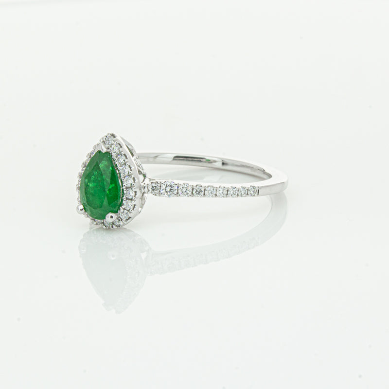 18ct White Gold .64ct Emerald & Diamond Mini Sierra Ring-Ring-Walker & Hall
