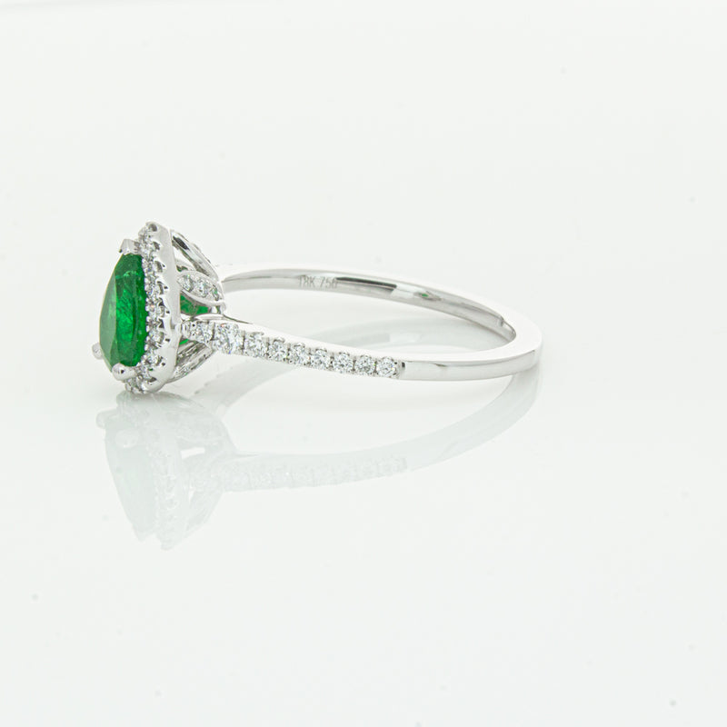 18ct White Gold .64ct Emerald & Diamond Mini Sierra Ring-Ring-Walker & Hall