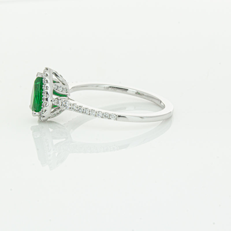 18ct White Gold .64ct Emerald & Diamond Mini Sierra Ring-Ring-Walker & Hall