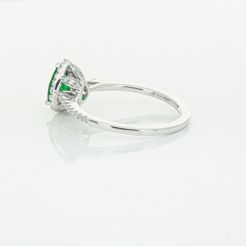 18ct White Gold .64ct Emerald & Diamond Mini Sierra Ring-Ring-Walker & Hall