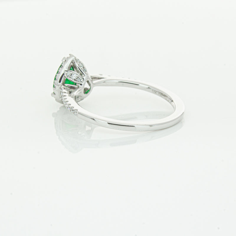 18ct White Gold .64ct Emerald & Diamond Mini Sierra Ring-Ring-Walker & Hall