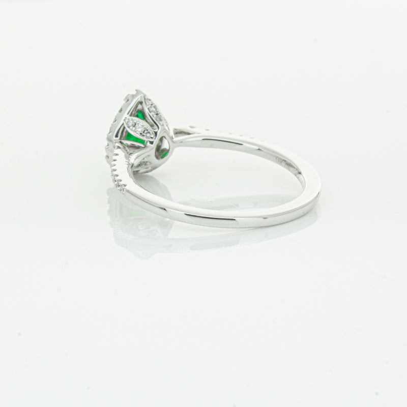 18ct White Gold .64ct Emerald & Diamond Mini Sierra Ring-Ring-Walker & Hall