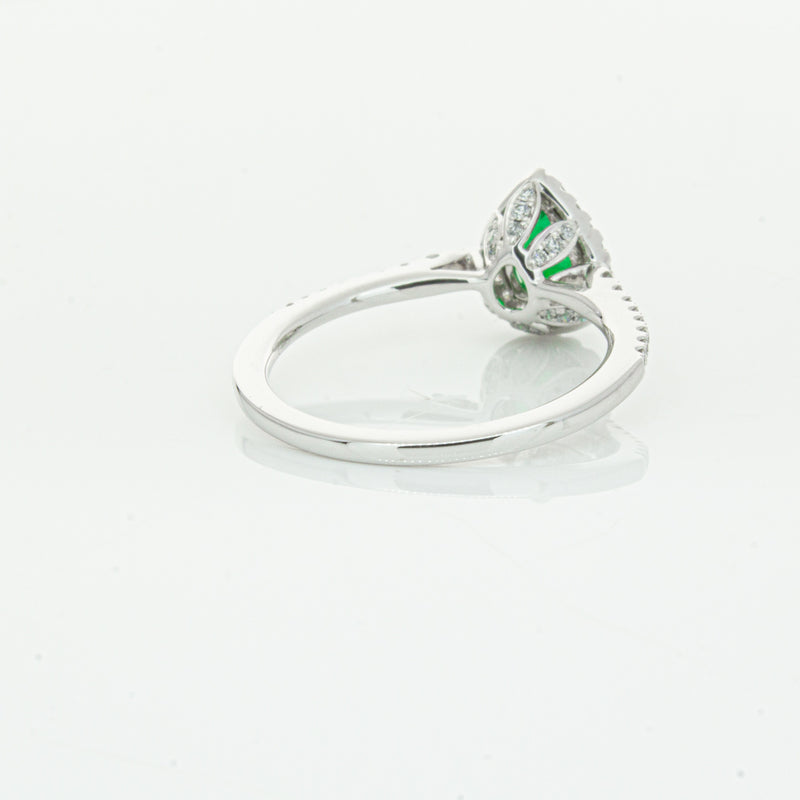 18ct White Gold .64ct Emerald & Diamond Mini Sierra Ring-Ring-Walker & Hall