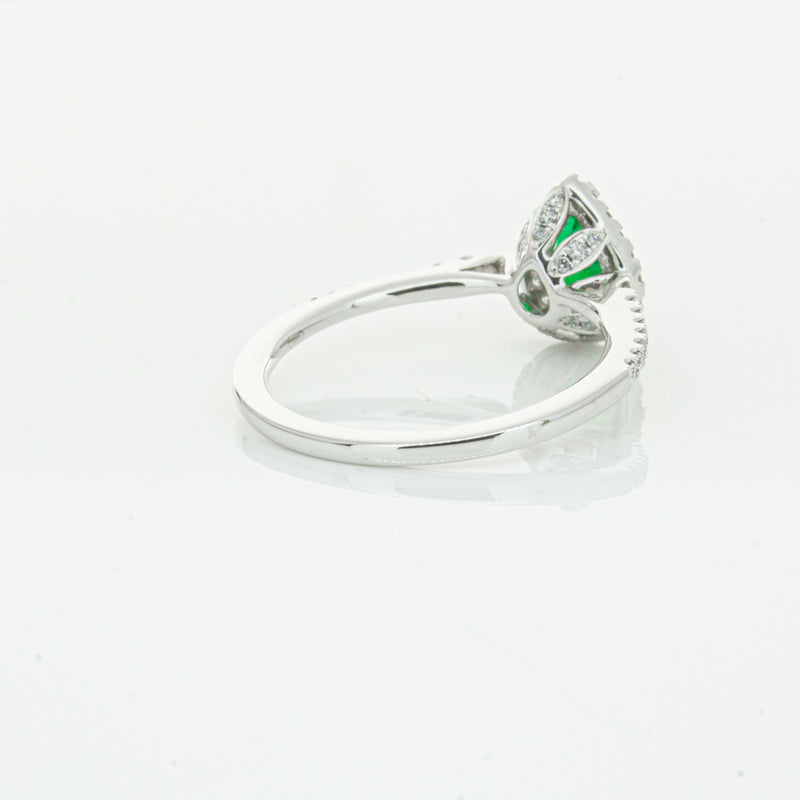 18ct White Gold .64ct Emerald & Diamond Mini Sierra Ring-Ring-Walker & Hall