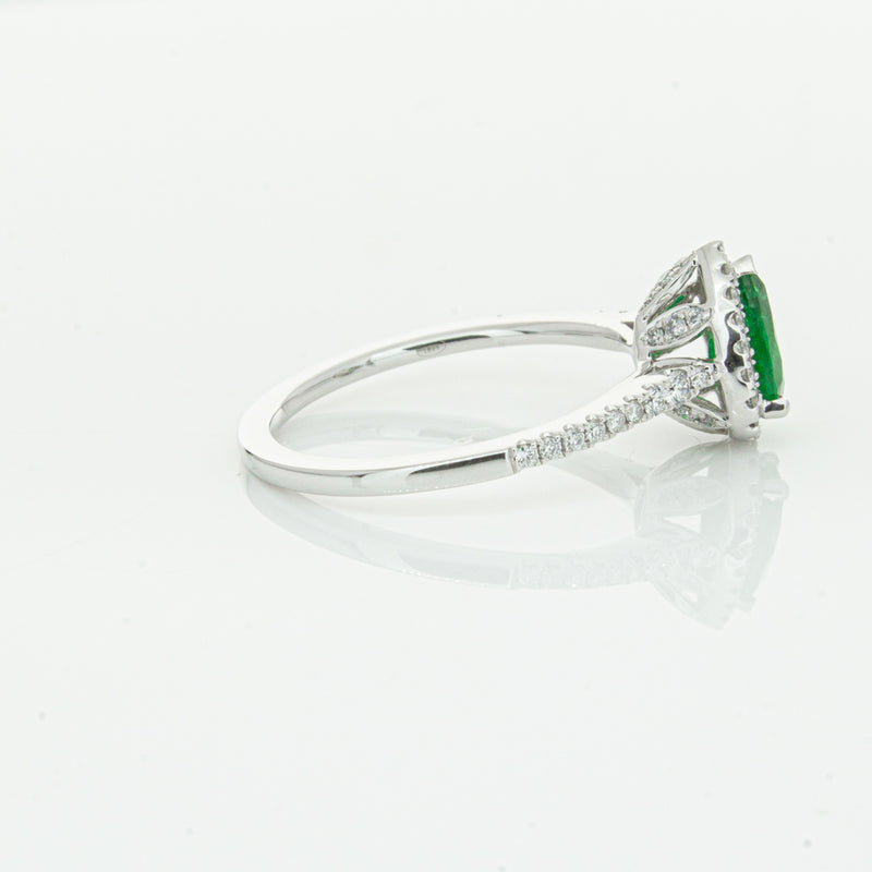 18ct White Gold .64ct Emerald & Diamond Mini Sierra Ring-Ring-Walker & Hall