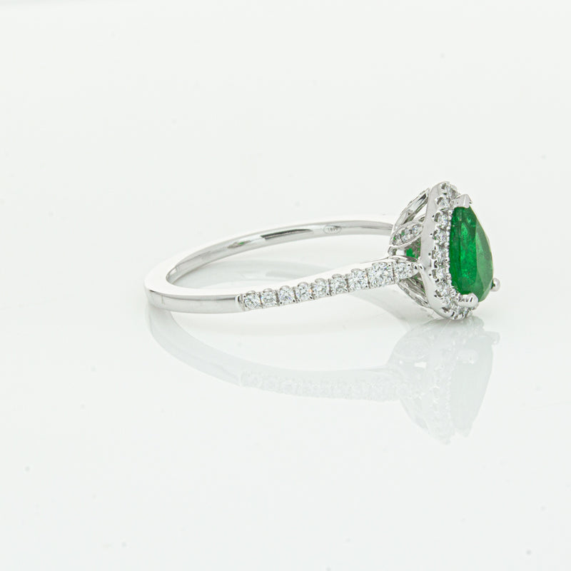 18ct White Gold .64ct Emerald & Diamond Mini Sierra Ring-Ring-Walker & Hall