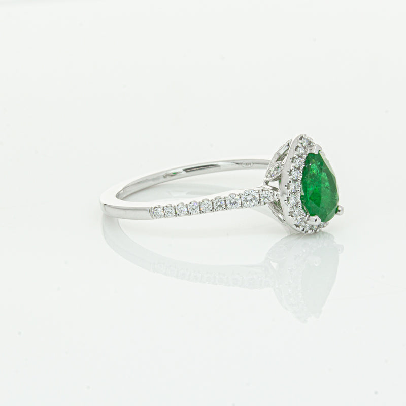 18ct White Gold .64ct Emerald & Diamond Mini Sierra Ring-Ring-Walker & Hall