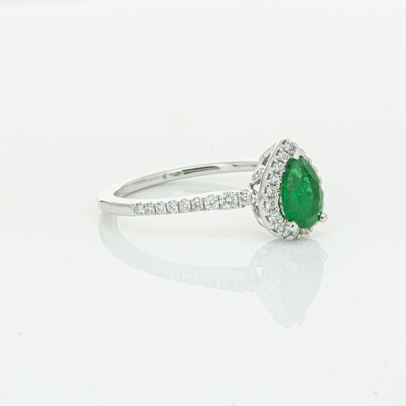 18ct White Gold .64ct Emerald & Diamond Mini Sierra Ring-Ring-Walker & Hall