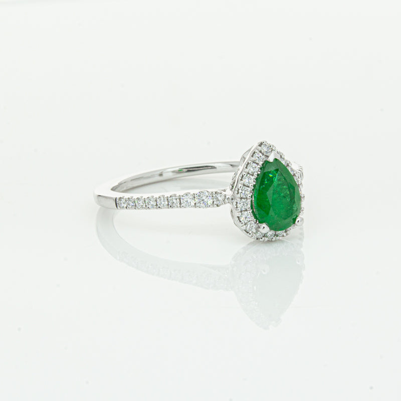 18ct White Gold .64ct Emerald & Diamond Mini Sierra Ring-Ring-Walker & Hall