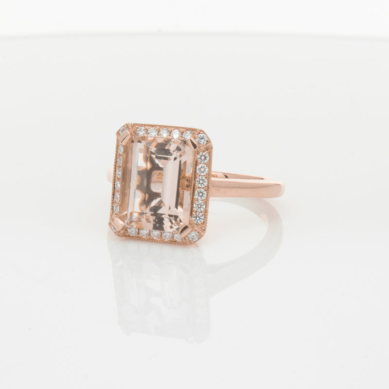 18ct Rose Gold 2.76ct Morganite & Diamond Empire Ring-Ring-Walker & Hall