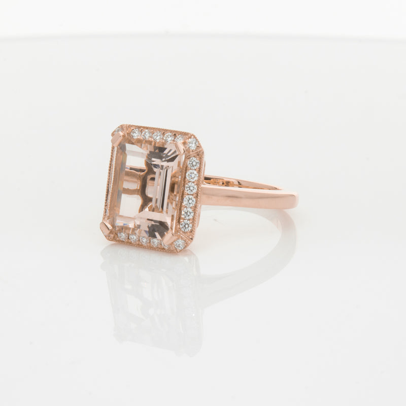 18ct Rose Gold 2.76ct Morganite & Diamond Empire Ring-Ring-Walker & Hall