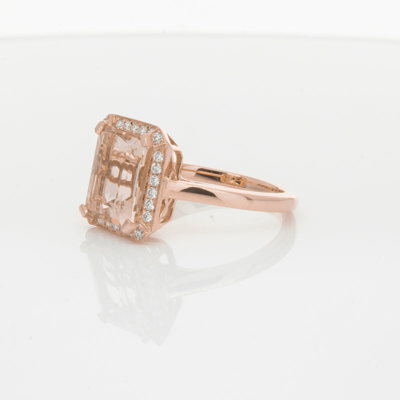 18ct Rose Gold 2.76ct Morganite & Diamond Empire Ring-Ring-Walker & Hall