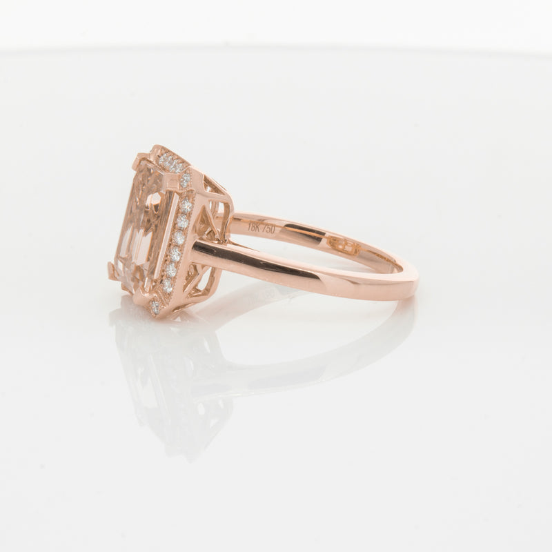 18ct Rose Gold 2.76ct Morganite & Diamond Empire Ring-Ring-Walker & Hall