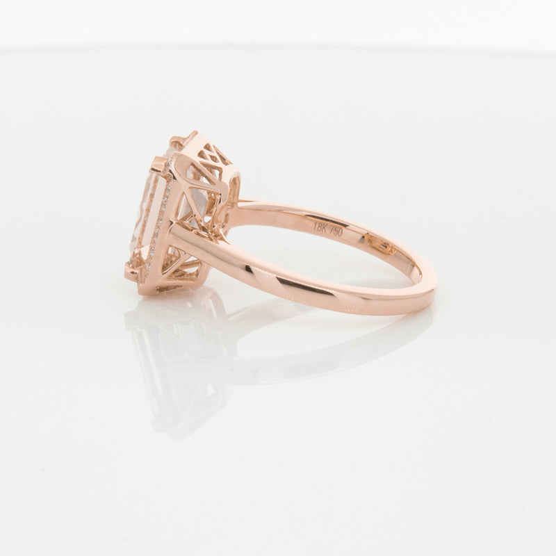18ct Rose Gold 2.76ct Morganite & Diamond Empire Ring-Ring-Walker & Hall