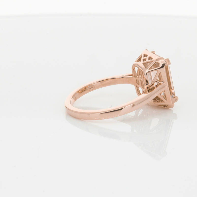 18ct Rose Gold 2.76ct Morganite & Diamond Empire Ring-Ring-Walker & Hall