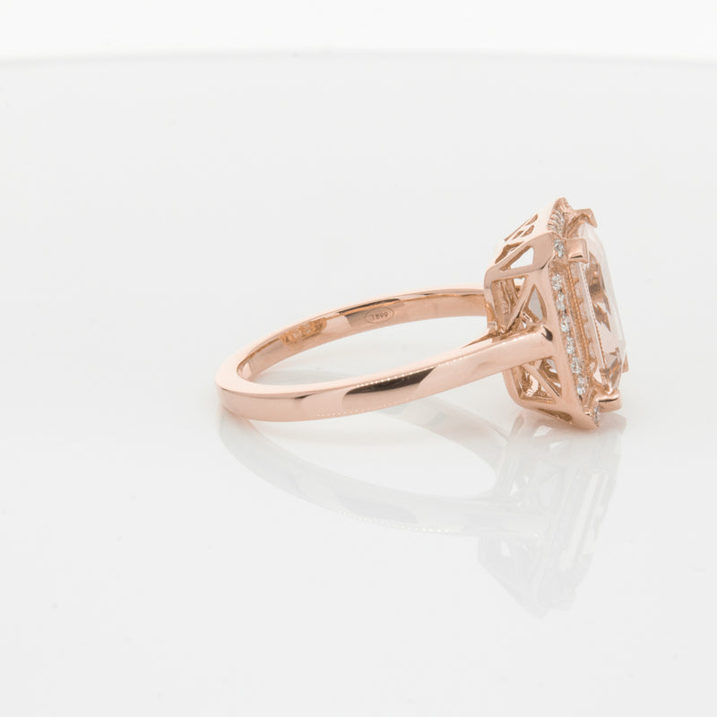 18ct Rose Gold 2.76ct Morganite & Diamond Empire Ring-Ring-Walker & Hall