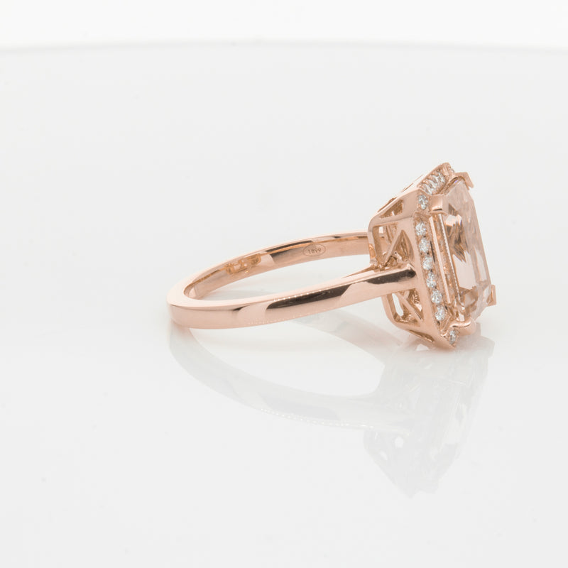 18ct Rose Gold 2.76ct Morganite & Diamond Empire Ring-Ring-Walker & Hall