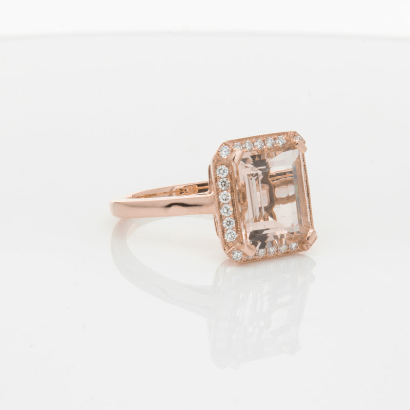 18ct Rose Gold 2.76ct Morganite & Diamond Empire Ring-Ring-Walker & Hall