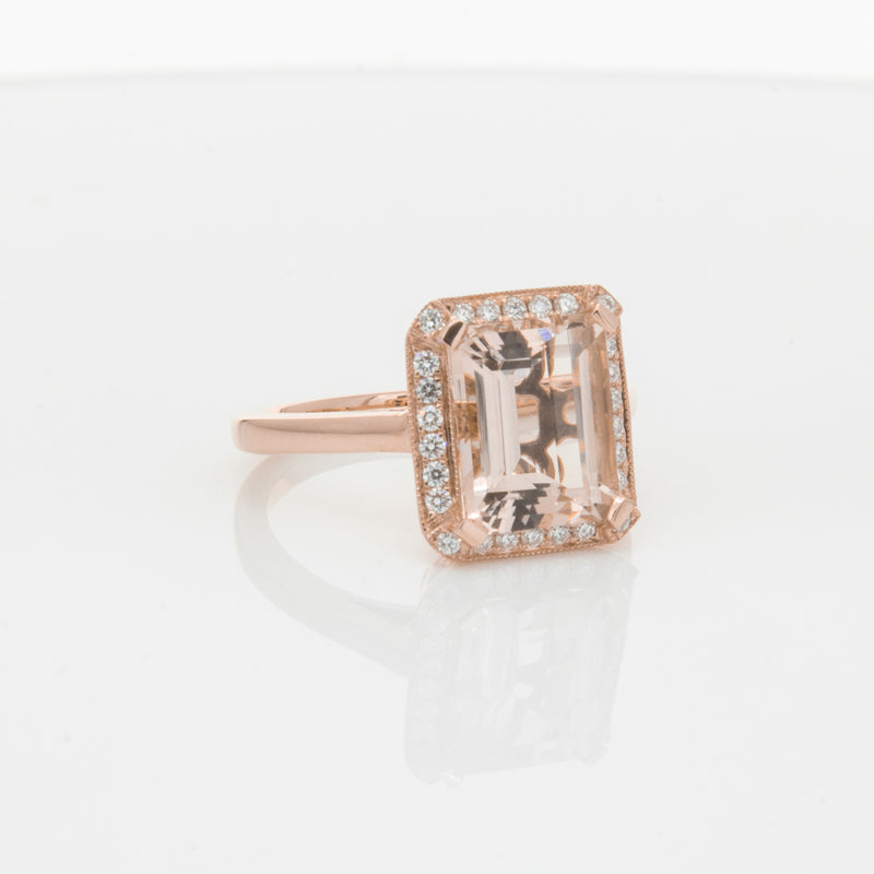 18ct Rose Gold 2.76ct Morganite & Diamond Empire Ring-Ring-Walker & Hall