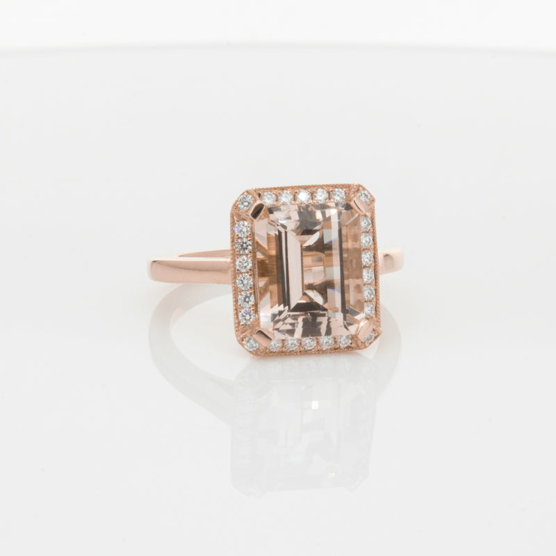 18ct Rose Gold 2.76ct Morganite & Diamond Empire Ring-Ring-Walker & Hall