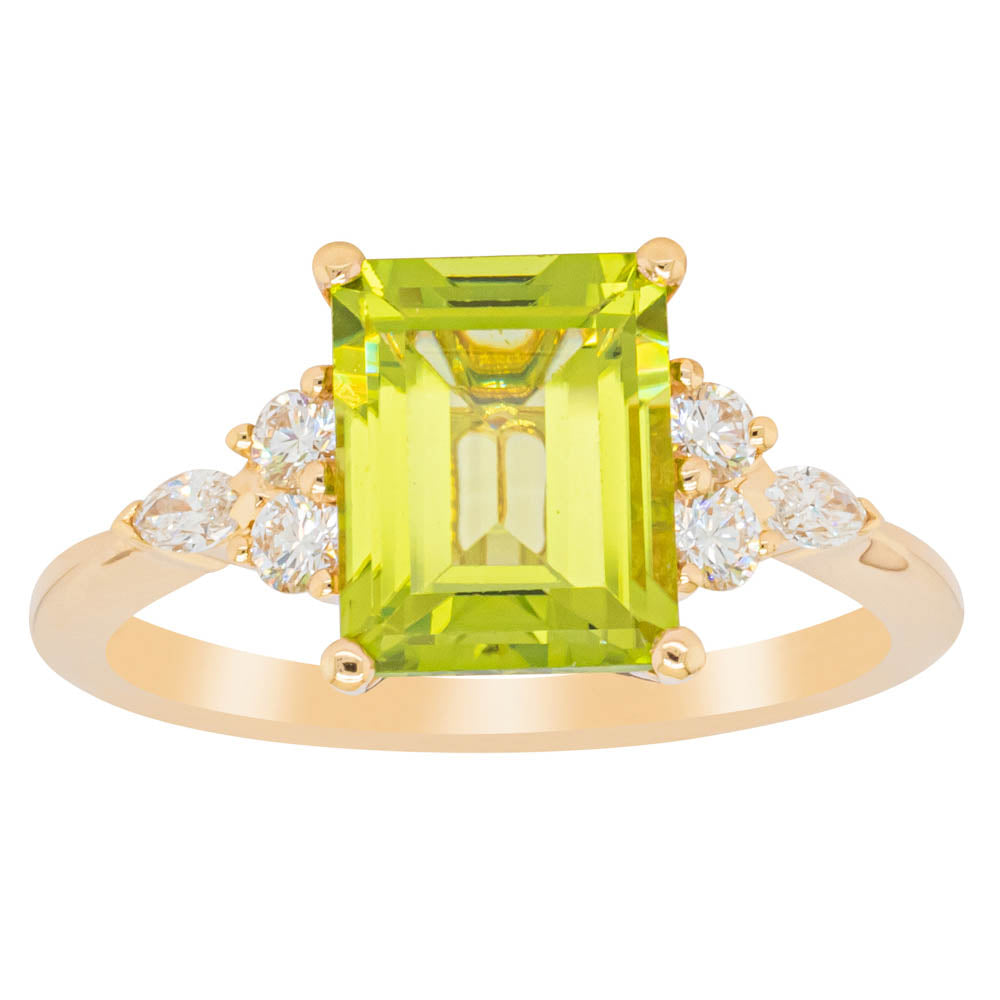 18ct Yellow Gold 2.50ct Peridot & Diamond Oriana Ring Walker & Hall