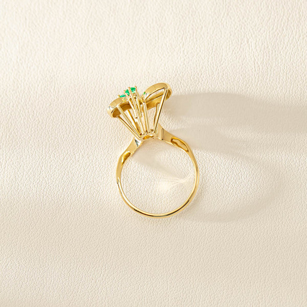 Vintage 18ct Yellow Gold Emerald & Pearl Ring - Ring - Walker & Hall