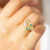 Vintage 18ct Yellow Gold Emerald & Pearl Ring - Ring - Walker & Hall