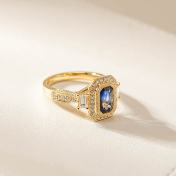 18ct Yellow Gold Sapphire & Diamond Ring-Ring-Walker & Hall