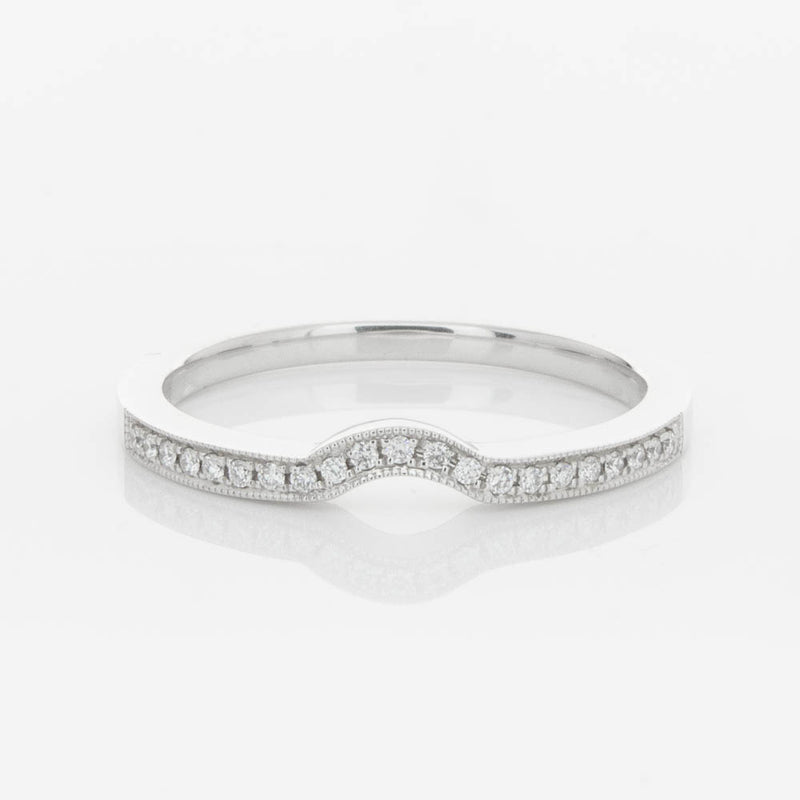 18ct White Gold .08ct Diamond Eiffel Band-Ring-Walker & Hall