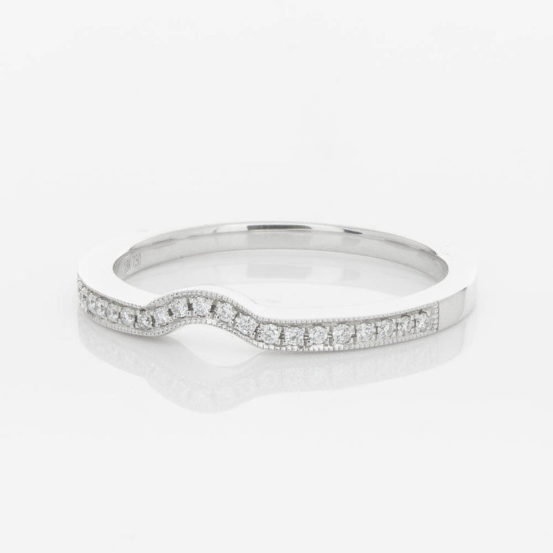 18ct White Gold .08ct Diamond Eiffel Band-Ring-Walker & Hall