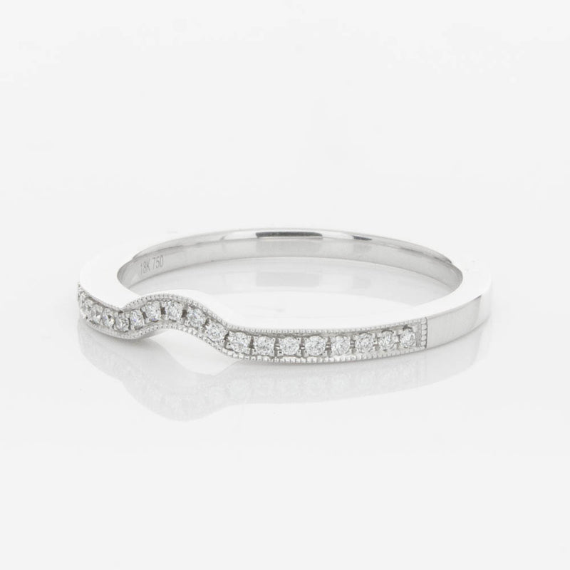 18ct White Gold .08ct Diamond Eiffel Band-Ring-Walker & Hall