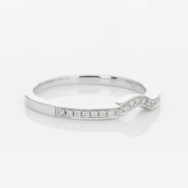 18ct White Gold .08ct Diamond Eiffel Band-Ring-Walker & Hall