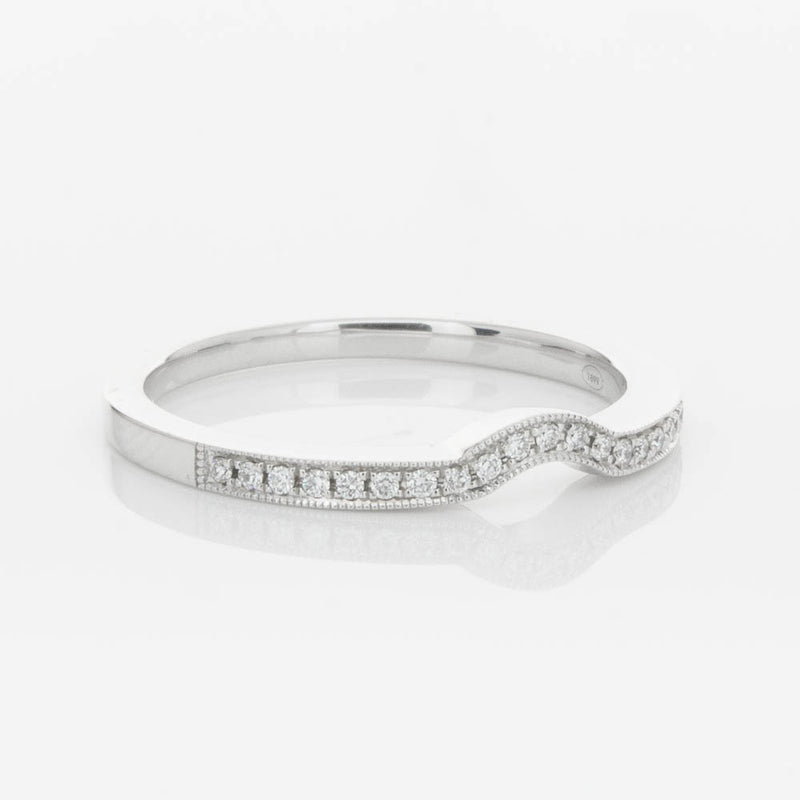 18ct White Gold .08ct Diamond Eiffel Band-Ring-Walker & Hall