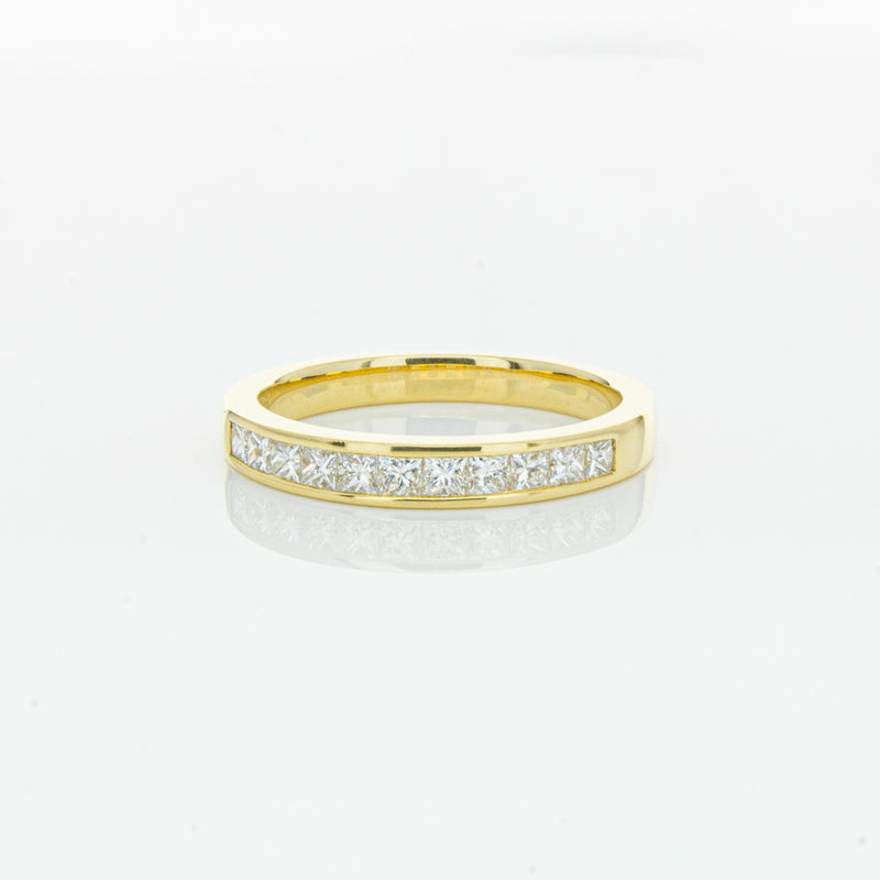 18ct Yellow Gold .50ct Princess Cut Diamond Band-Ring-Walker & Hall