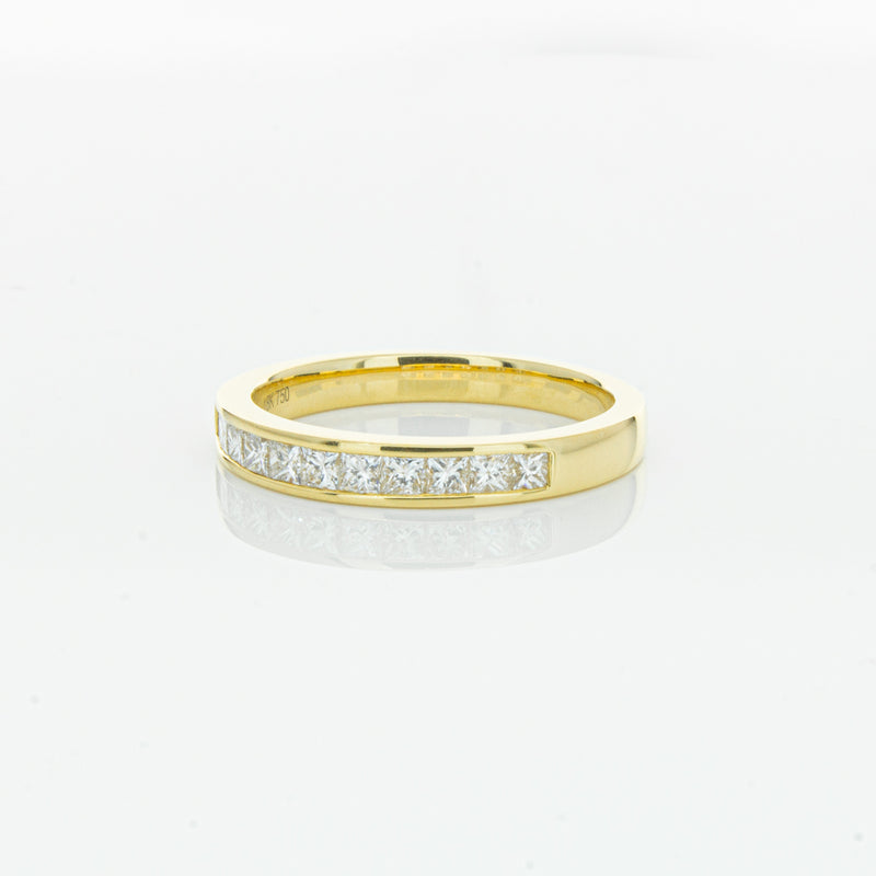 18ct Yellow Gold .50ct Princess Cut Diamond Band-Ring-Walker & Hall