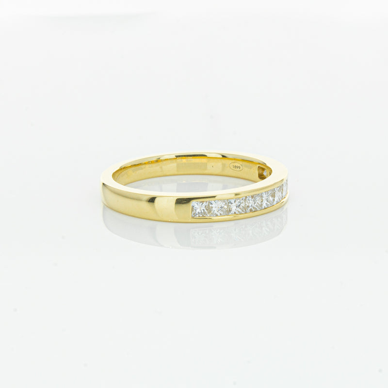 18ct Yellow Gold .50ct Princess Cut Diamond Band-Ring-Walker & Hall