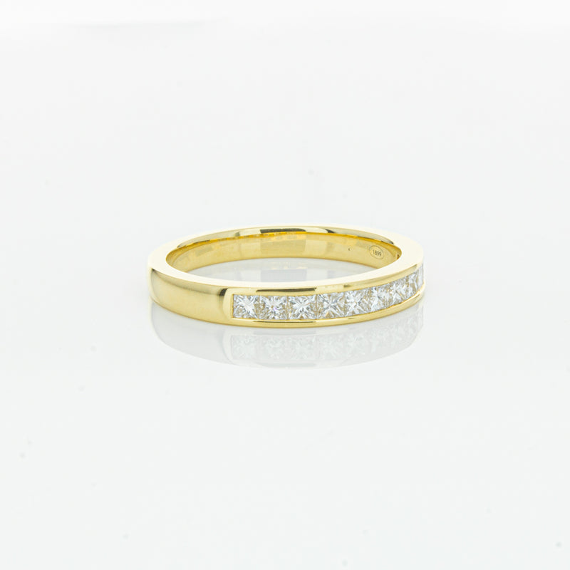 18ct Yellow Gold .50ct Princess Cut Diamond Band-Ring-Walker & Hall