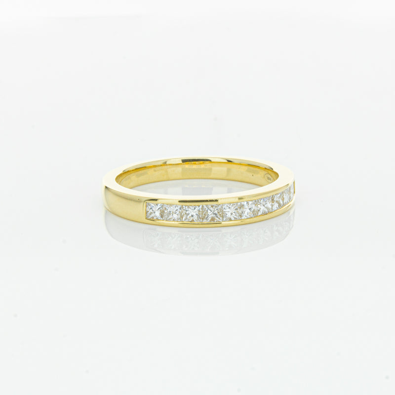 18ct Yellow Gold .50ct Princess Cut Diamond Band-Ring-Walker & Hall