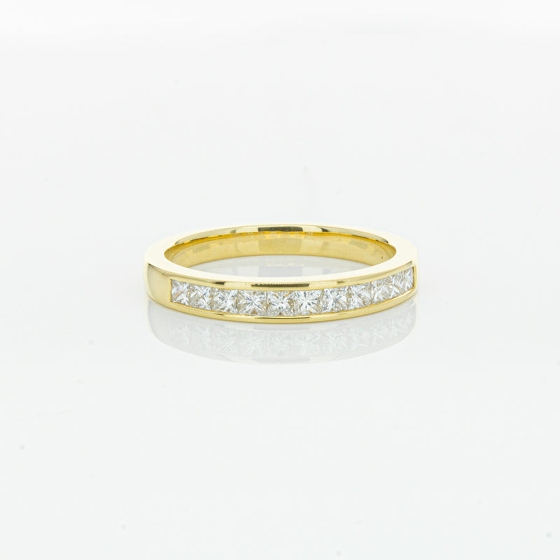 18ct Yellow Gold .50ct Princess Cut Diamond Band-Ring-Walker & Hall